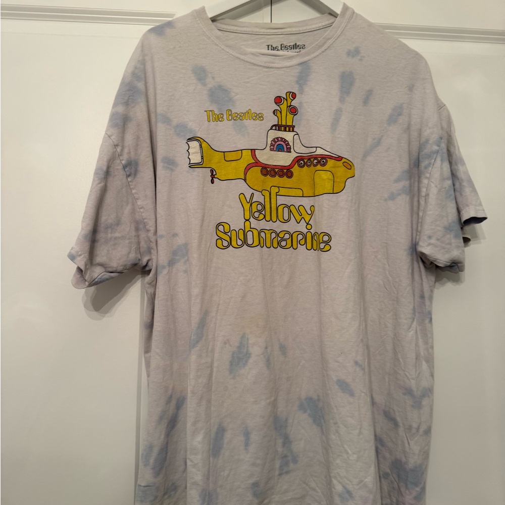 The Beatles Yellow Submarine Graphic Tee - White with Light Blue Tie-Dye